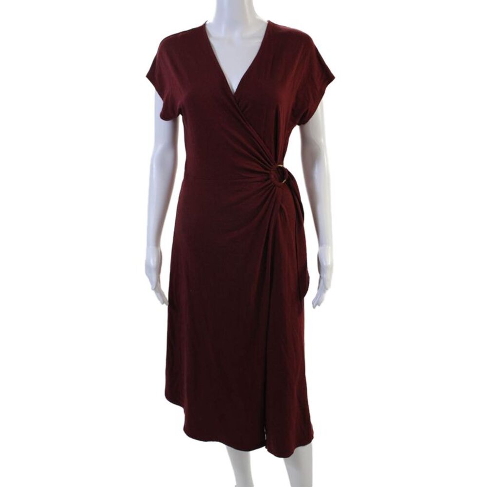 Joie Womens Wrap Dress Red V-Neck Knee Length Short Sleeve Size XS